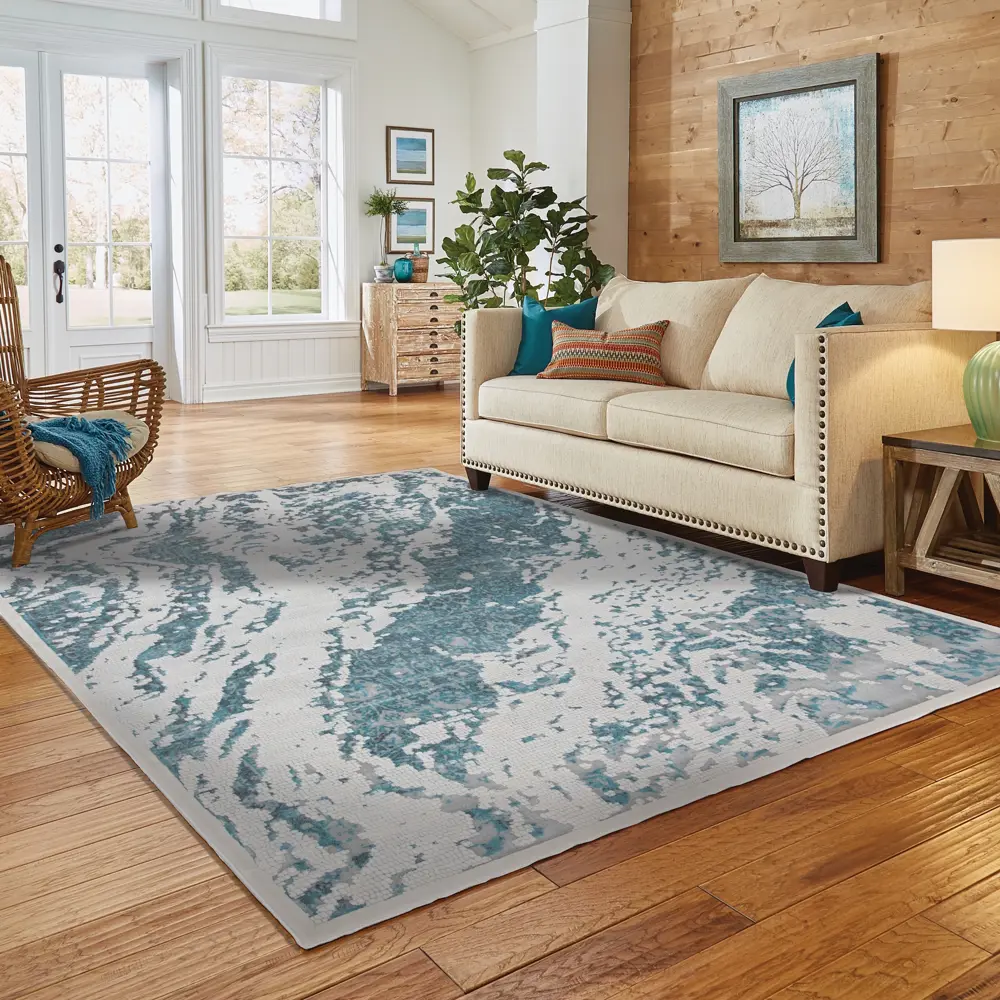 Ковер полиэстер Берлино 1907 L 200Х285 см цвет бирюзовый CTIM STLM-2172400