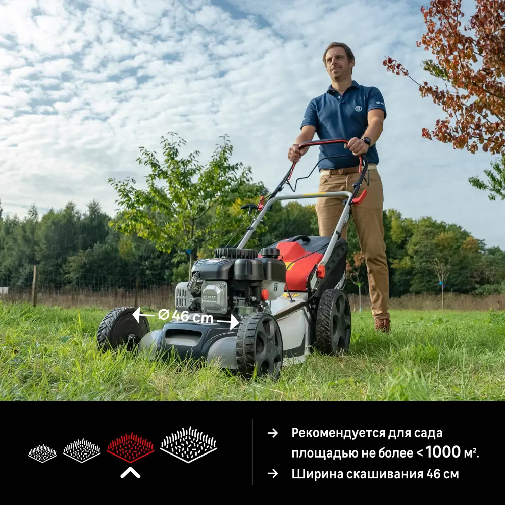 Самоходная бензиновая газонокосилка Sterwins 2.5 л.с с шириной кошения 46 см 84491065 STLM-0956834 - Вид №6