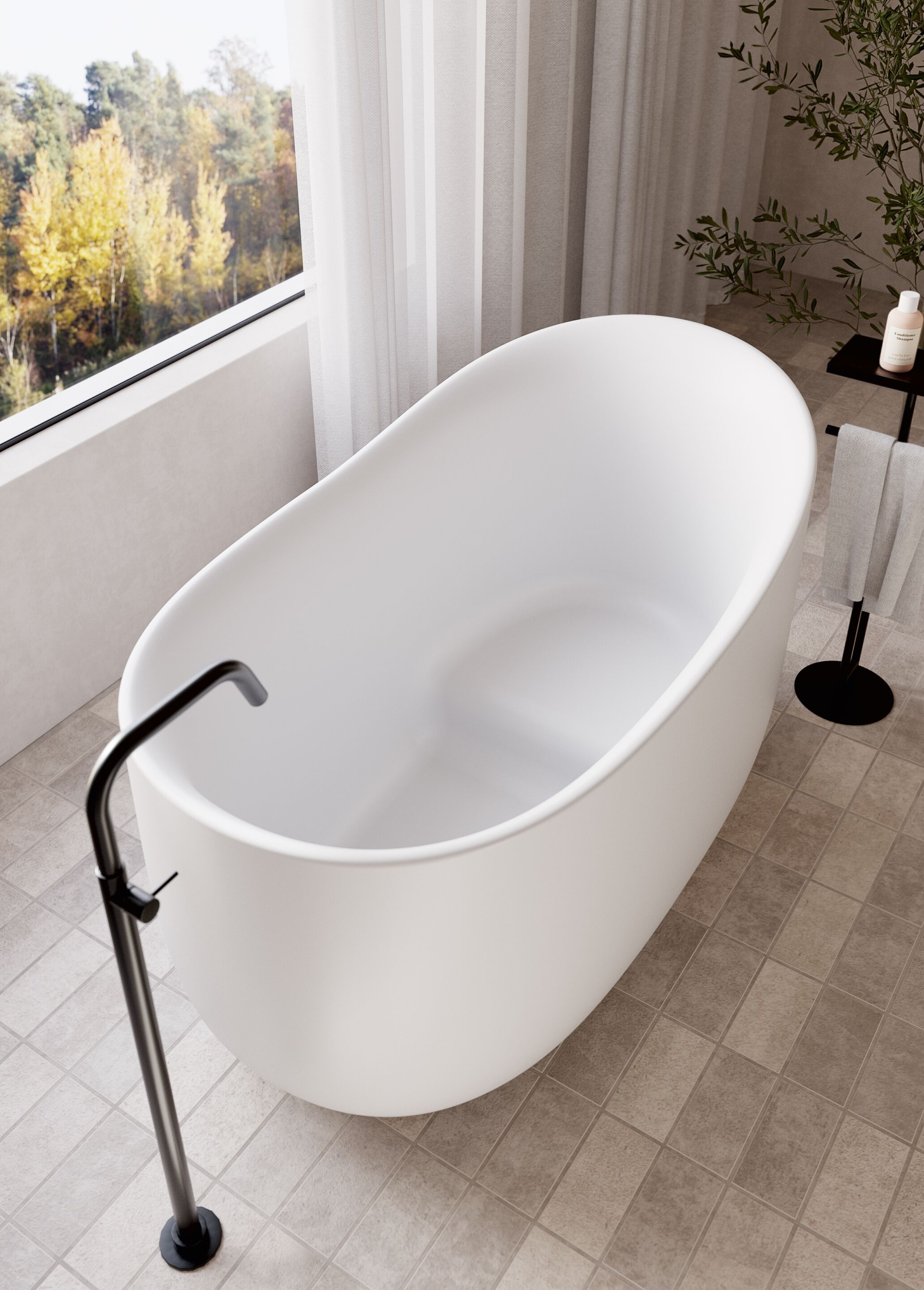 Овальная ванна в центре комнаты с сиденьем Livingtec® Ceramica Globo KOI ARCH-00105779 - Вид №3