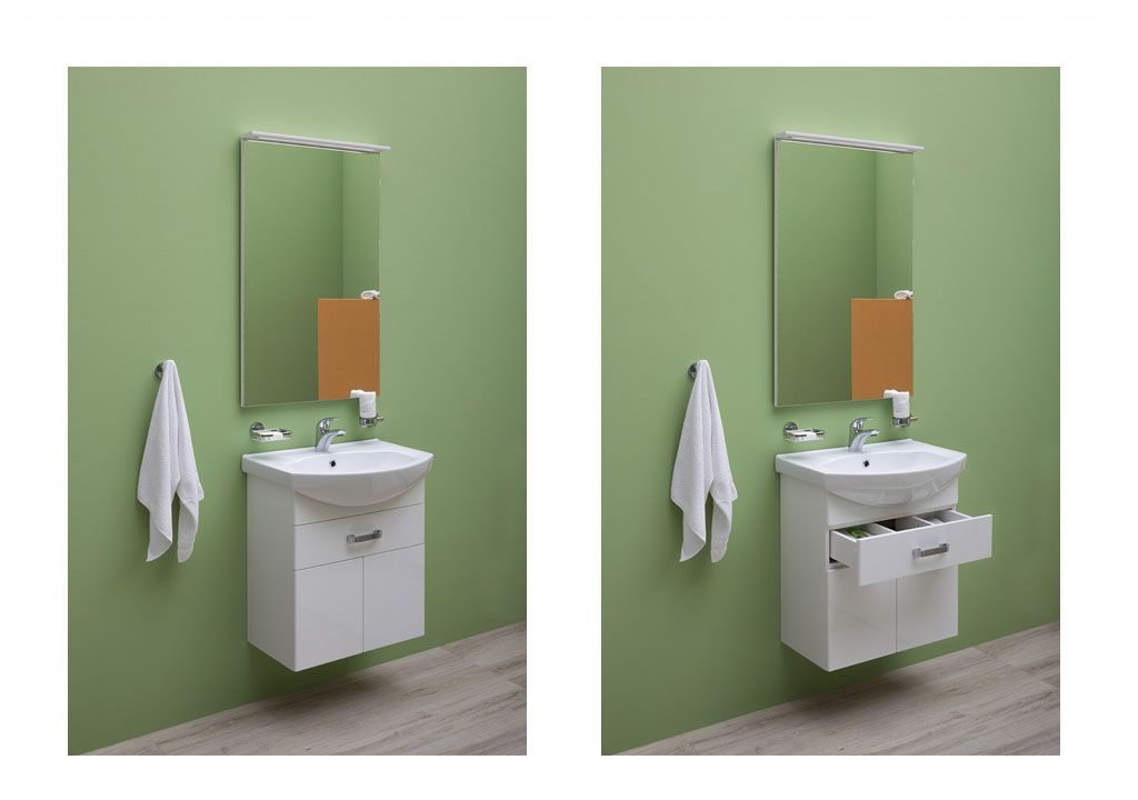 Мебель для ванной Aquanet Ирис 60 белый (1 ящик, 2 дверцы) 00198812 - Вид №11