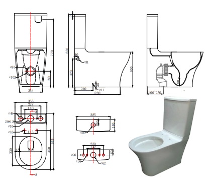 CX21214UW Компакт унитаз с бачком Белый Bravat Pura Турция - Вид №3