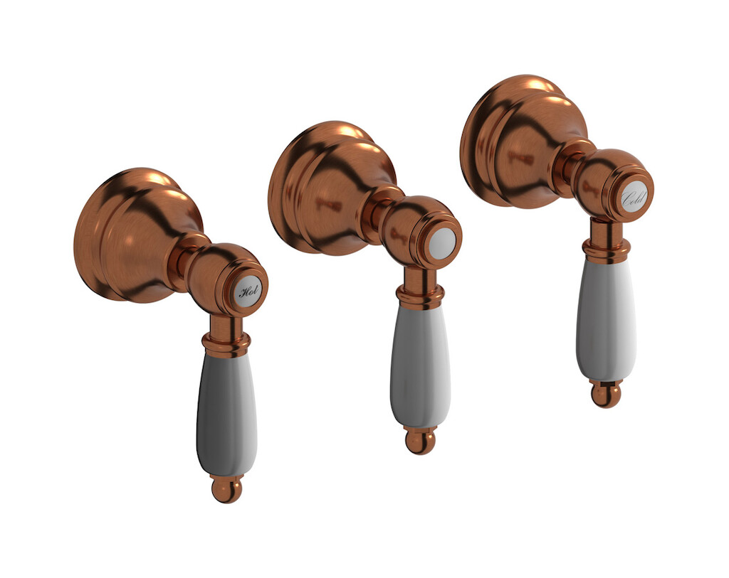 Встроенный смеситель для душа на 3 отверстия с двухходовым дивертером WE ARE IB hl410rr_2 Antique Copper Hermes