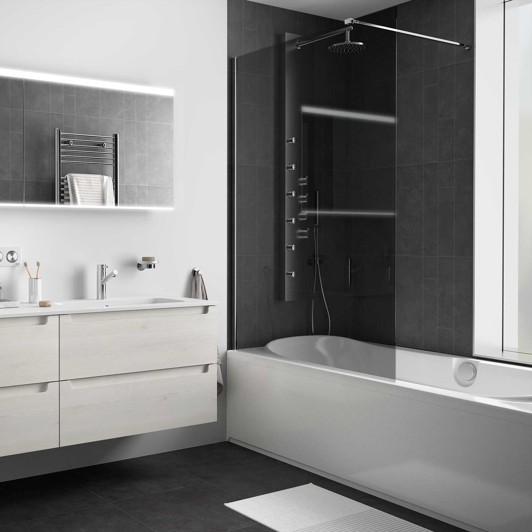 26871 SALGAR Душевая перегородка HEAVEN BATH Walk в ванну с антиизвестковым покрытием Fuméto 400x 1500 мм 