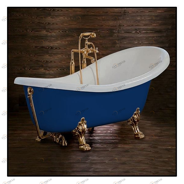 Ванна Akcjum Rectime 175 WR-01-01-BR-C овальная синяя с золотыми ножками WR0101BRC