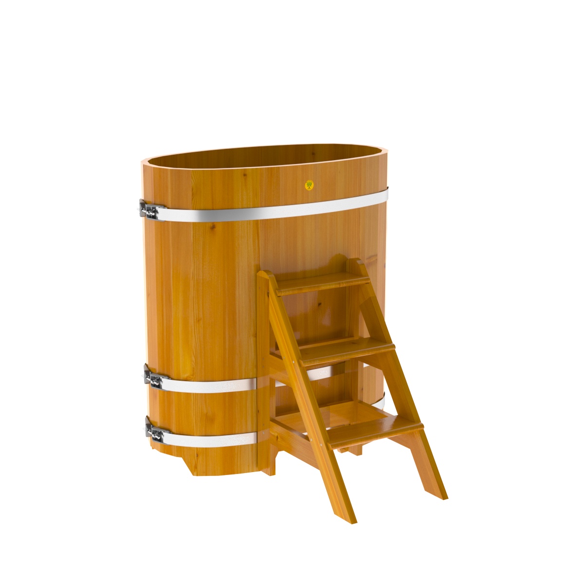 2249 Купель овальная из лиственницы Рустик 0,59х1,06х1,2 натуральная Alyarus  - Вид №1