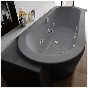 Ванна Gruppo treesse Playa V8187-DX-SE серая с гидромассажем овальная угловая пристенная правая