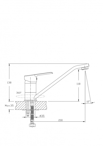 Смеситель для кухни Rush Victoria VI7135-25 хром 11523136 - Вид №1