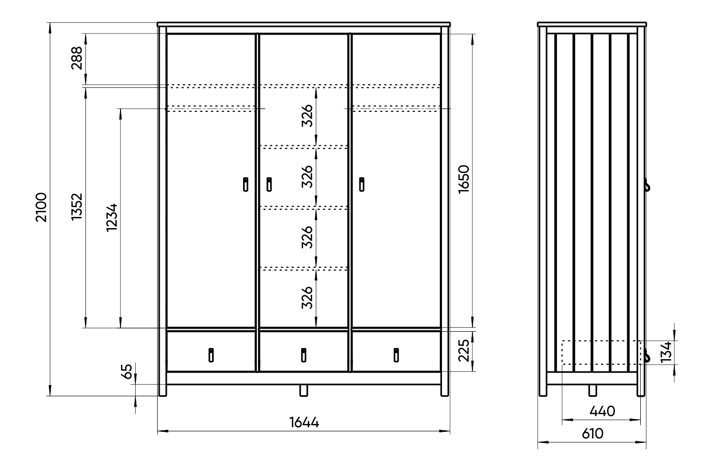 Шкаф распашной серый трехстворчатый Wood ELLIPSE ELLIPSE WOOD 00-3951345 Серый Santreyd  - Вид №4