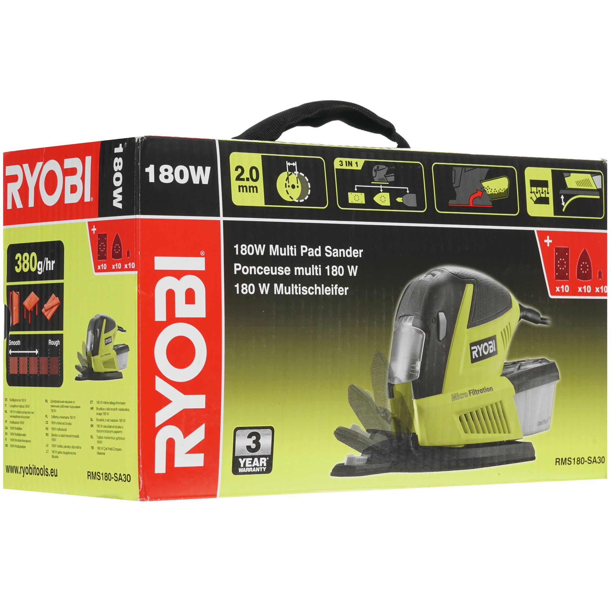 Виброшлифовальная машина Ryobi RMS180-SA30  + набор шлифлистов RMS180-SA30 8146564 STDN-0024486 - Вид №7