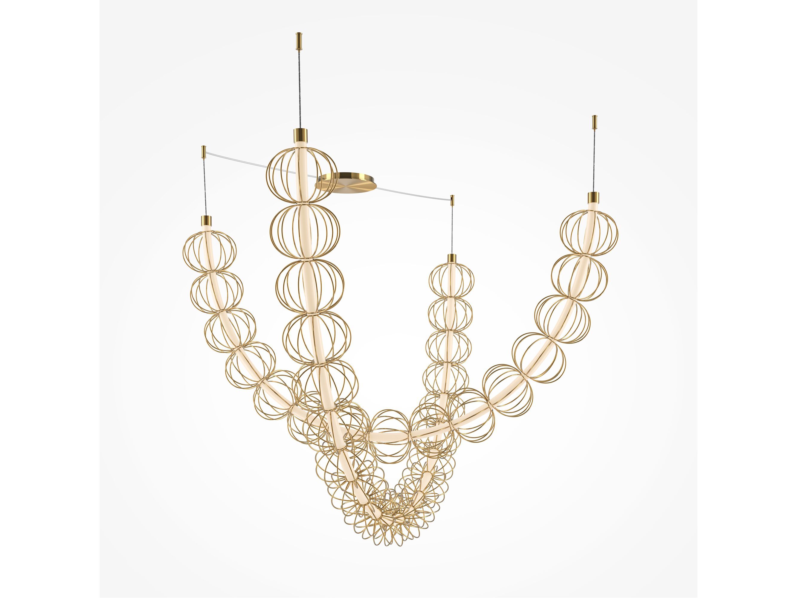 Металлический светодиодный подвесной светильник Maytoni Золотая клетка ARCH-00001075 - Вид №1