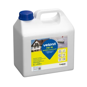 Грунтовка-концентрат для сухих и влажных помещений Vetonit МД 16 белая 3 л