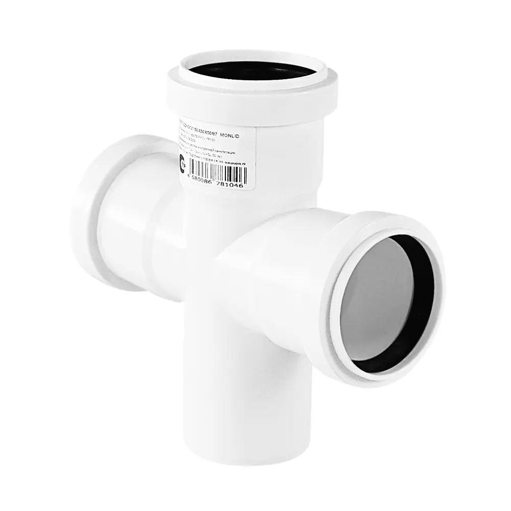 Крестовина одноплоскостная малошумная MONLID D50x50x50/87° мм полипропилен 89442454 STLM-2121450  - Вид №2