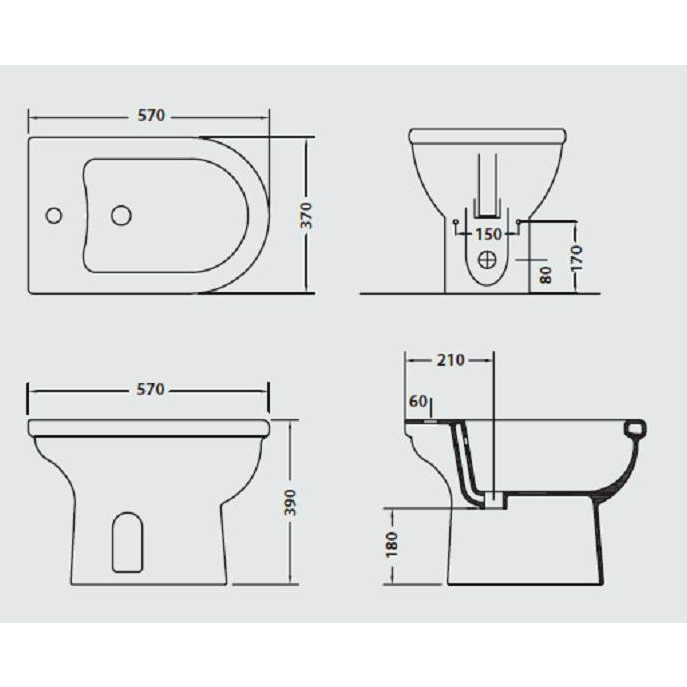 25349 Биде напольное PLUVIA Ceramica Hidra - Вид №1