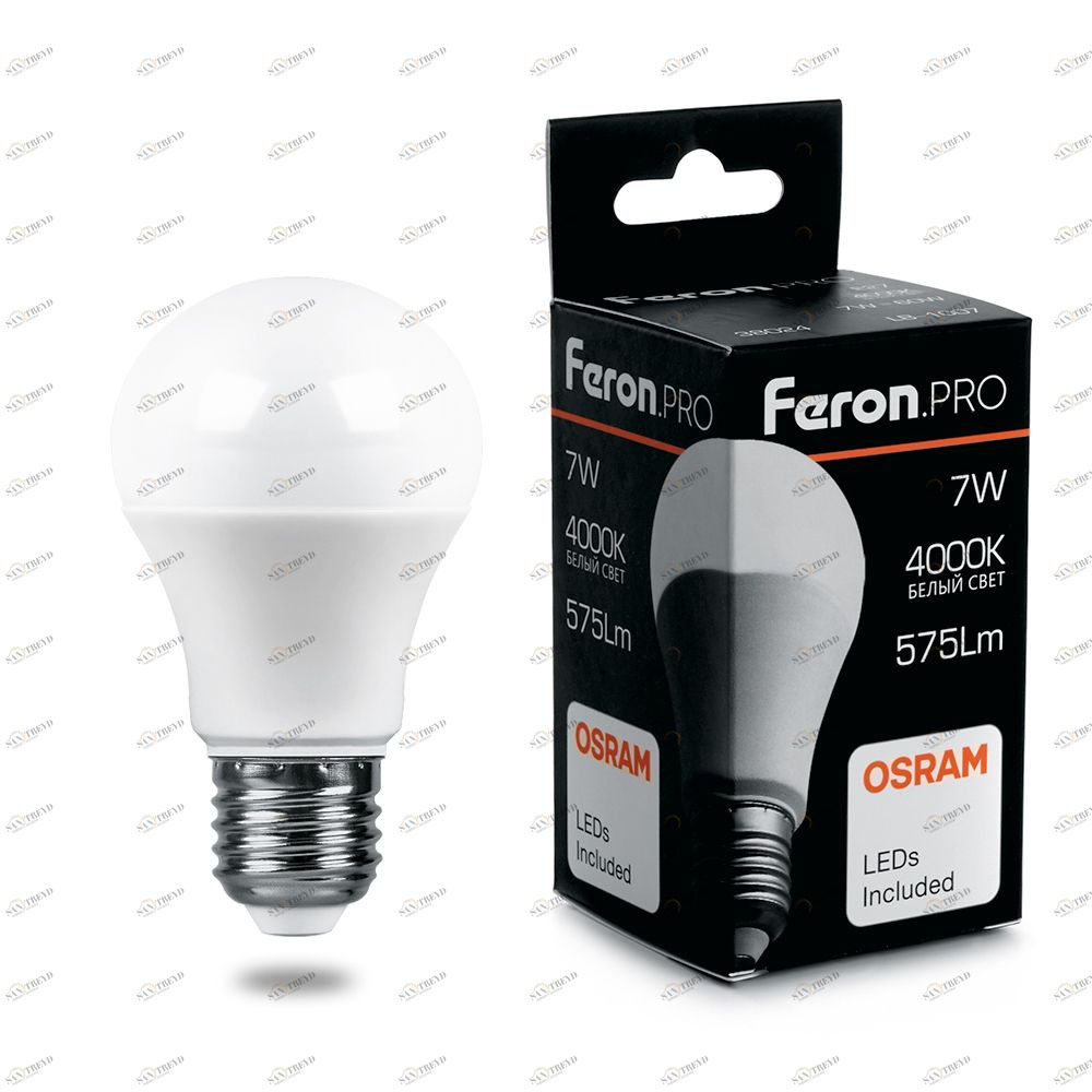 Лампа светодиодная Feron.PRO "Шар" E27 7W 6400K OSRAM LED LB-1007 38025 FERON  00-3956703 Матовый 