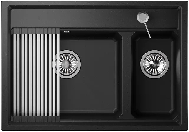 KS-7302, ЧЁРНЫЙ кухонная мойка, кварц