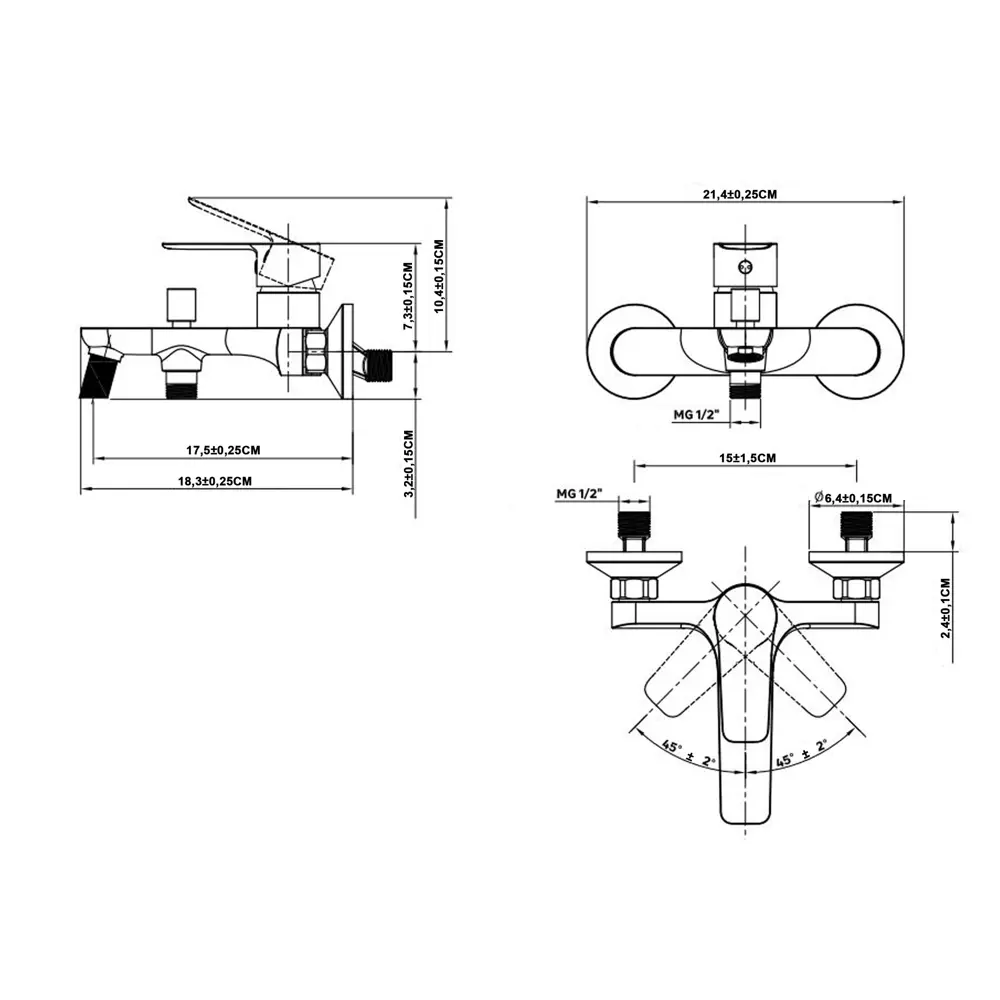 Смеситель для ванны KONSENSA Силла YA3536 однорычажный цвет хром STLM-2108762 - Вид №3