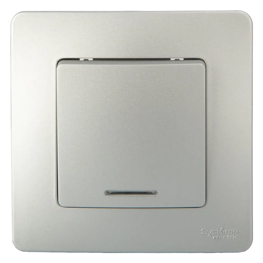 Выключатель встраиваемый Systeme Electric Blanca 1 клавиша с подсветкой цвет алюминий 86728912 STLM-2084387 - Вид №1