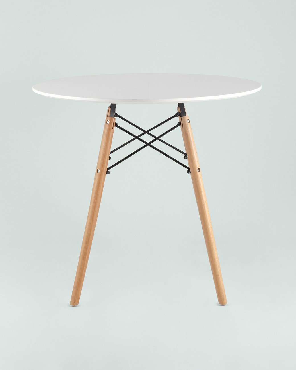 Стол обеденный круглый белый с деревянными ножками D 80 см DSW EAMES EAMES DSW 00-3958840 Белый  - Вид №2