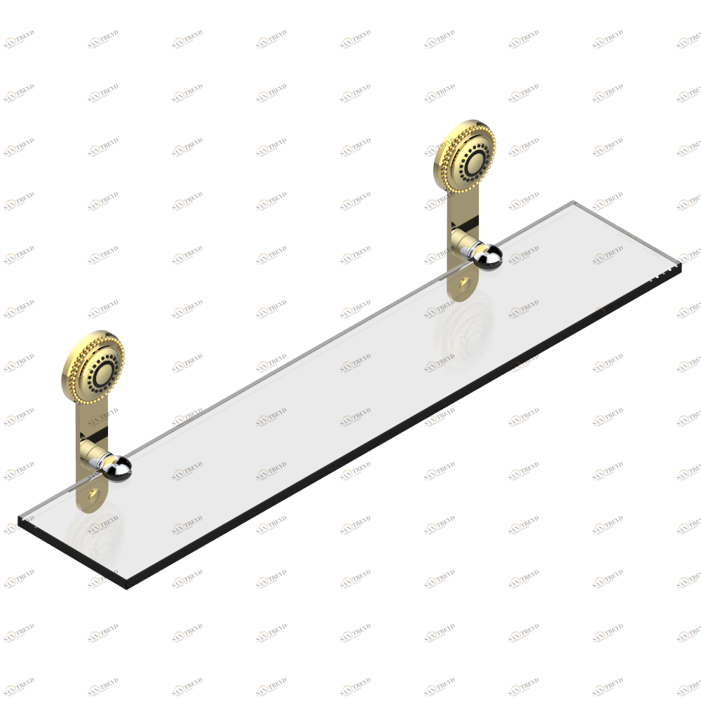 U8B-564 Полка стеклянная 60 cм с кронштейнами Thg-paris Monte Carlo с золотым фарфором Хром/золото U8B-564 CAT.A