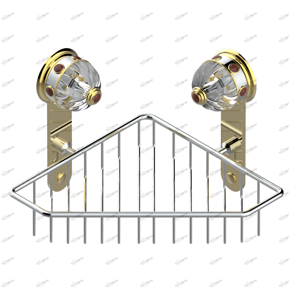 A1L-3623 Мыльница-сетка большая угловая с фланцами 200 x 200 мм Thg-paris Amboise с красной яшмой Хром/золото A1L-3623 CAT.A