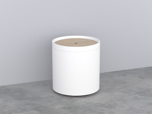 ELCTL-AN+ELCTE-RS Otto Tondo: Пуф круглый из материала Livingtec на 4-х колесиках, с крышкой деревянной cielo Elle