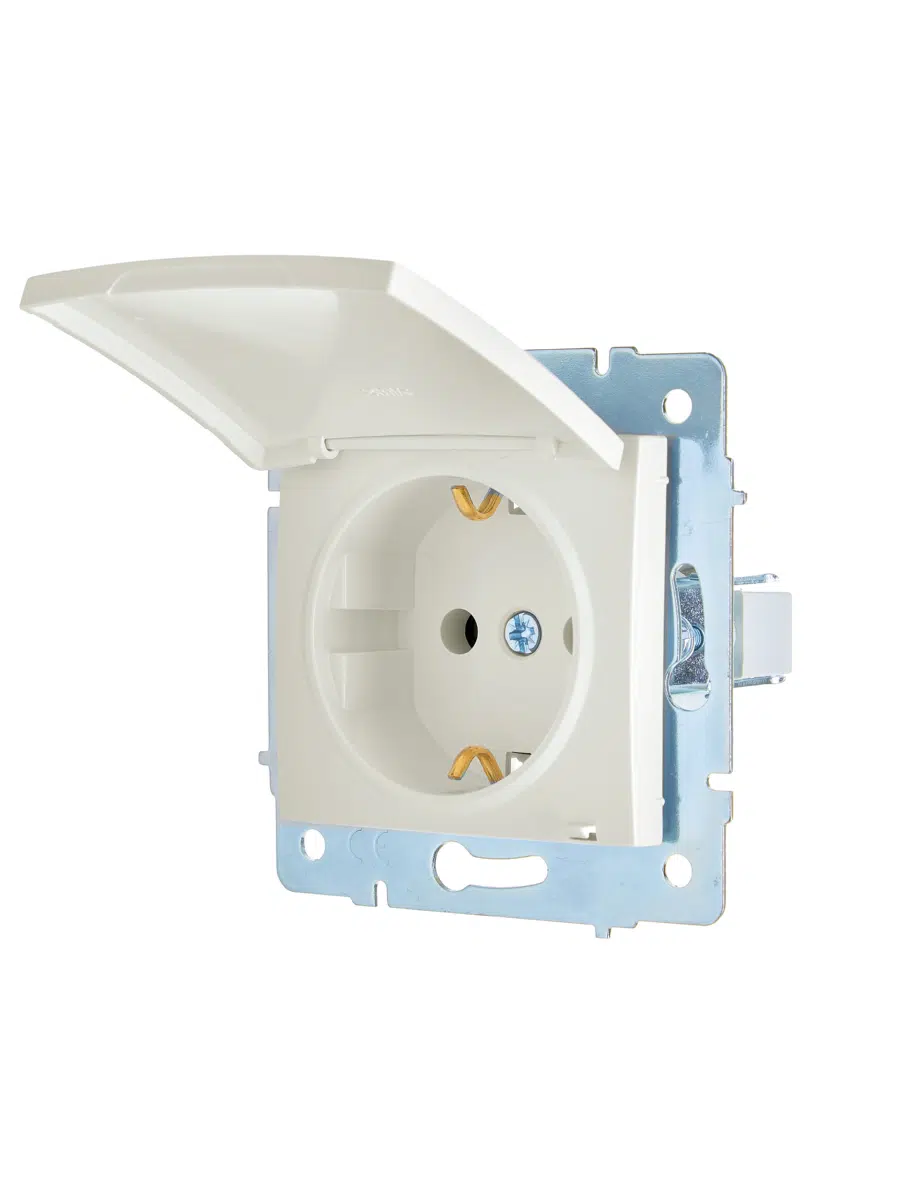 ASTI Розетка с/з с крышкой ПБТ жемчужно-белый перламутр, механизм LEZARD 7081-3088-123B
