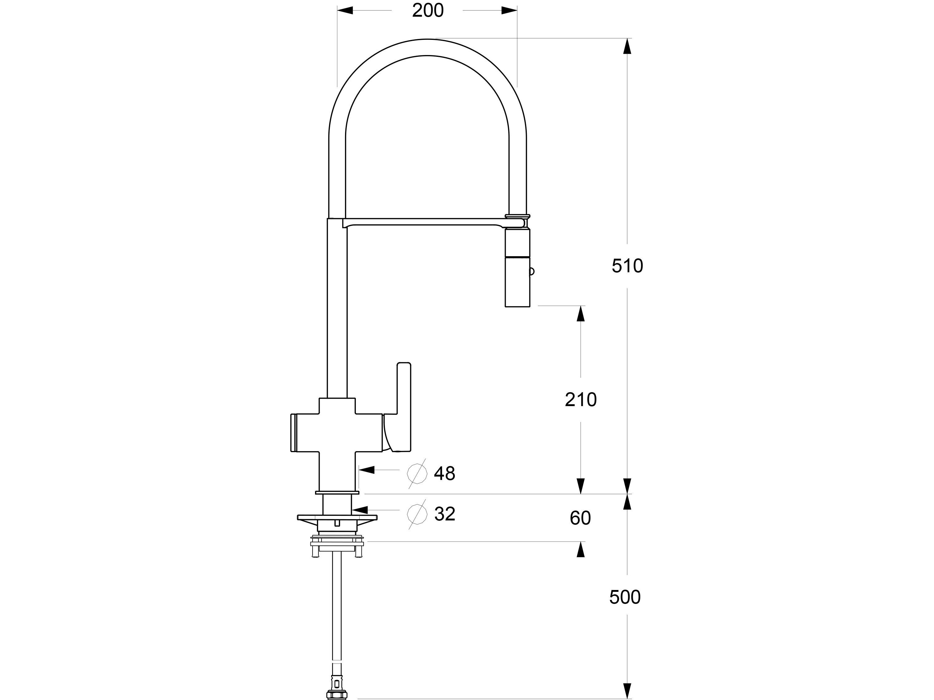 Однорычажный смеситель для кухни с выдвижным ручным душем GUGLIELMI RUBINETTERIE Smartap ARCH-00057383 - Вид №10