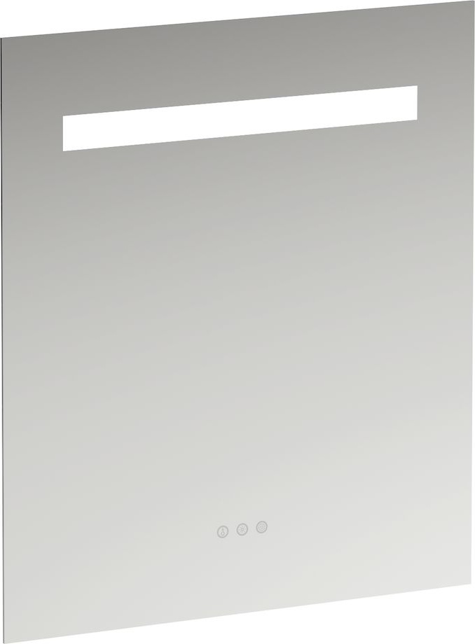 H4476339501441 Зеркало, 600 мм, с встроенной горизонтальной LED подсветкой и естественным светом, три чувствительных датчика (вкл/выкл/затемнение/изменение цветовой температуры 2700–6000 K), алюминиевый каркас, IP44 LAUFEN PRO