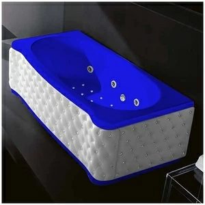 Ванна Gruppo treesse New Classic Young ATC-V674Q-SX-KBS-SI синяя с гидромассажем аэромассажем и дезинфекцией прямоугольная левая белая кожа кристаллы сваровския