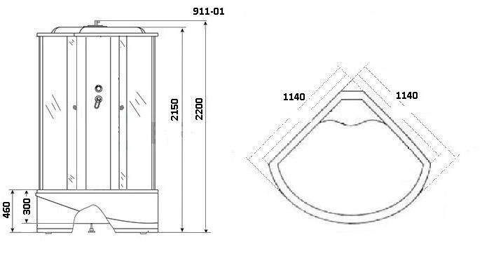 Душевая кабина NG-911-01 (1150х1150х2200) окий поддон стекло ТОНИРОВАННОЕ Niagara Ultra 9110134 - Вид №2