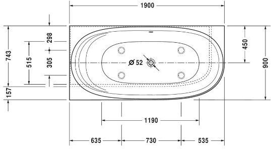 Duravit Угловая гидромассажная ванна из дюрасолида Cape cod 760362 - 760363 - Вид №2