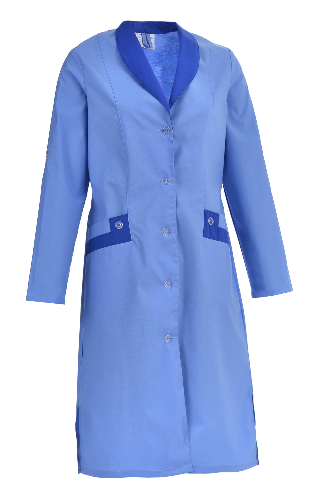 61737 Халат "Радуга" длинный рукав голубой  Одежда для обслуживающего персонала  размер 58 Спецодежда  - Вид №2