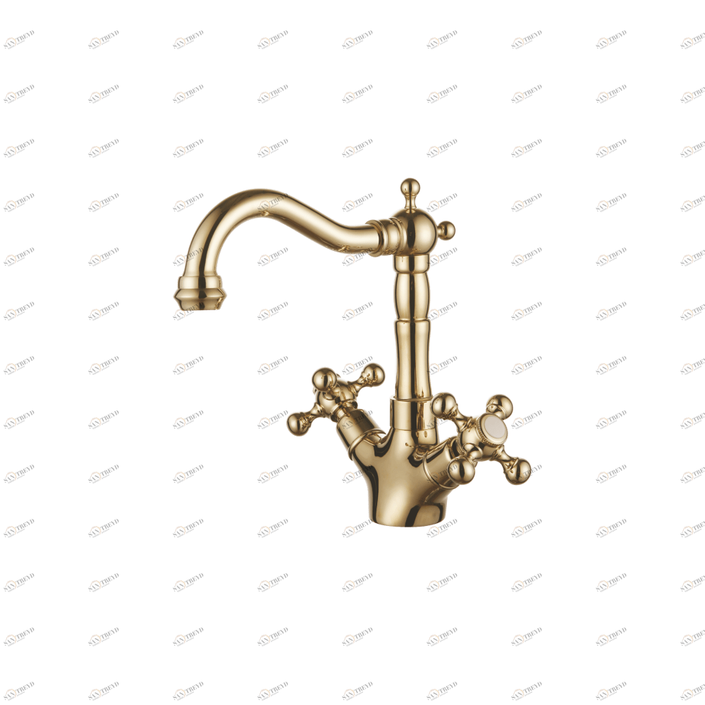 GZ 09012E Смеситель для раковины двухвентильный Ganzer Золото Ganzer Германия 14047