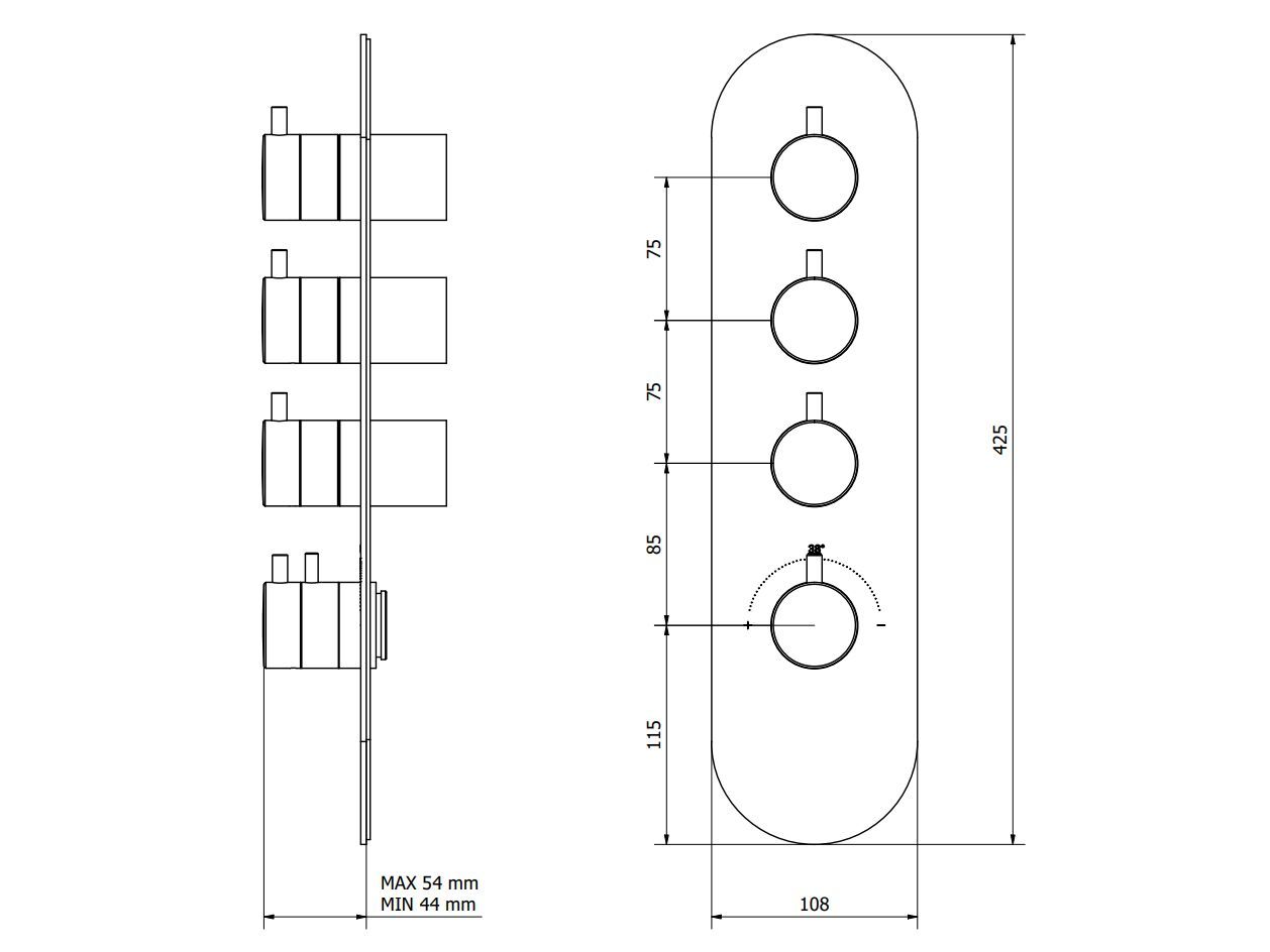 Термостатический смеситель для душа с 4 отверстиями из мрамора IB Aqua ARCH-00077180 - Вид №2