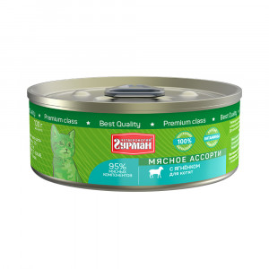 Т0055616 Корм для котят Мясное ассорти ягненок конс.100г ЧЕТВЕРОНОГИЙ ГУРМАН