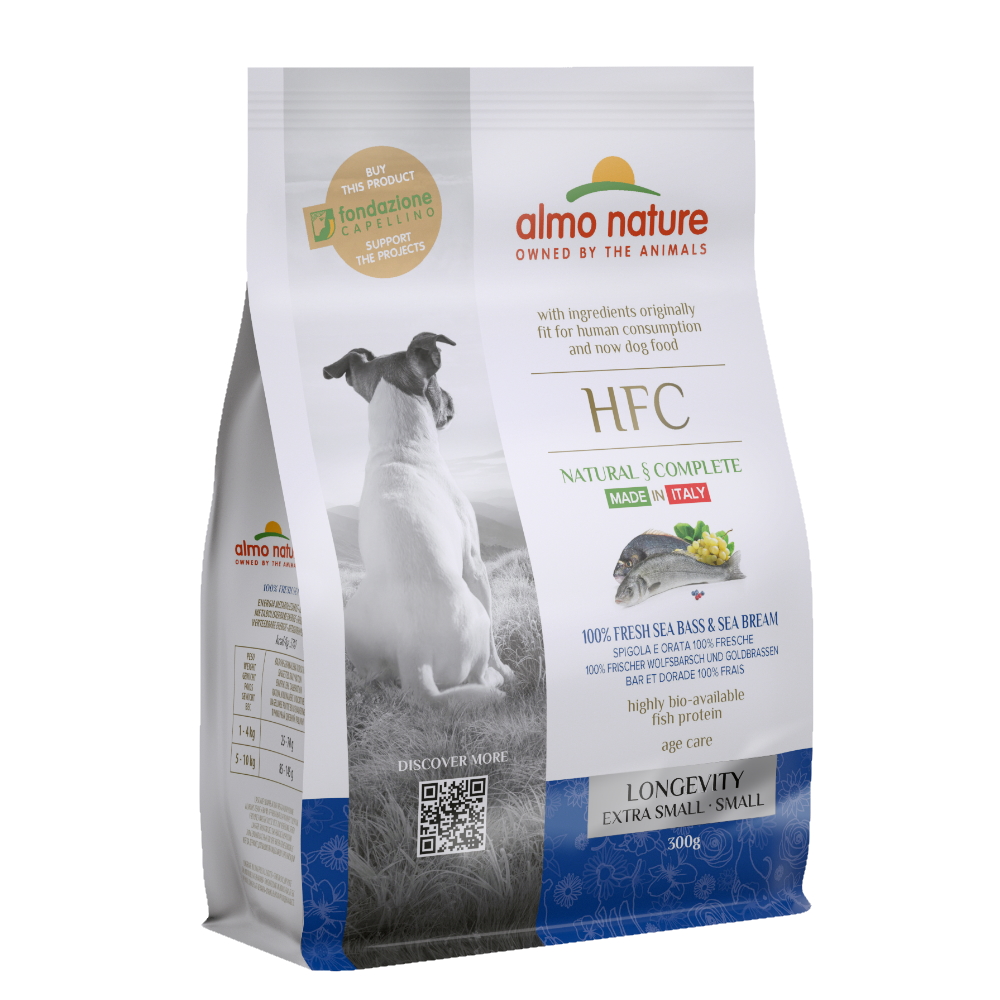 ПР0059768 Корм для собак XS-S Longevity для карлик.и мелк.пород, св.морск.рыба:окунь, лещ сух.300г Almo Nature 