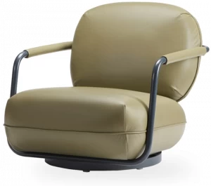 ROSSIN Поворотное кожаное кресло с подлокотниками Pilù