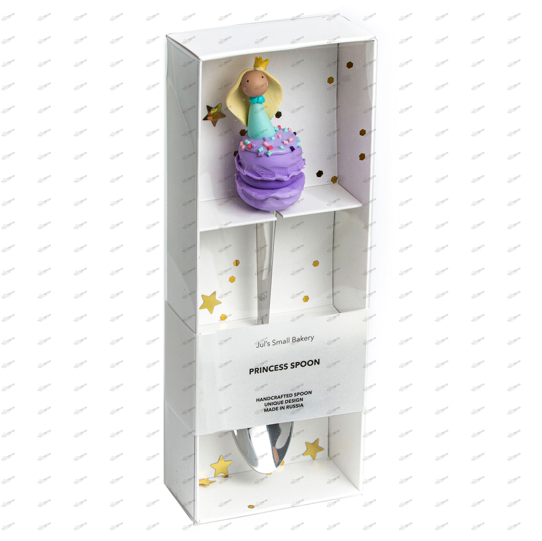 Чайная ложка "Лавандовый macaroon с принцессой-блондинкой в голубом платье" JULS SMALL BAKERY  335352 Фиолетовый Santreyd 