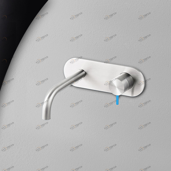 Смеситель для раковины сталь матовая с синей ручкой Toki Radomonte TKI21SCIL26