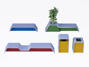 Стальная и бетонная скамья без спинки