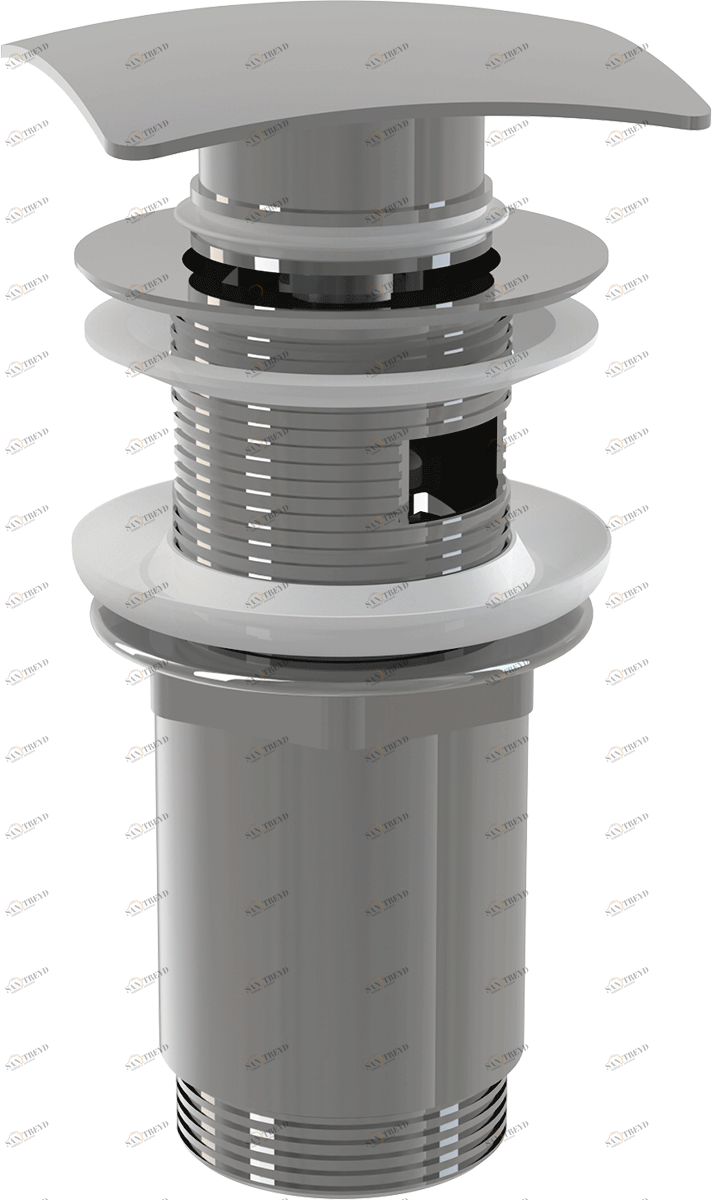 Донный клапан сифона для умывальника CLICK/CLACK 5/4", цельнометаллический с переливом и квадратной заглушкой ALCAPLAST A393