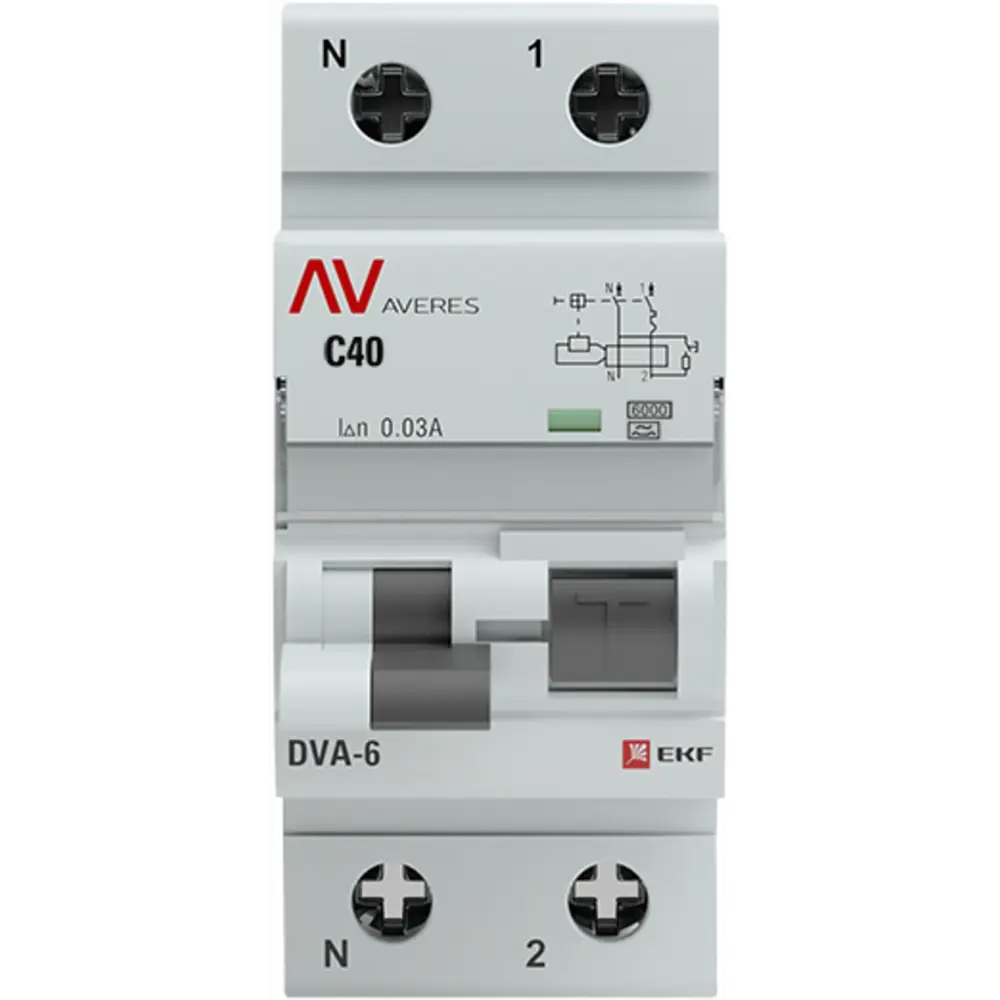 Дифференциальный автомат EKF Averes DVA-6 1P N C40 A 30 мА 6 кА A 84579912 STLM-2046349  - Вид №1