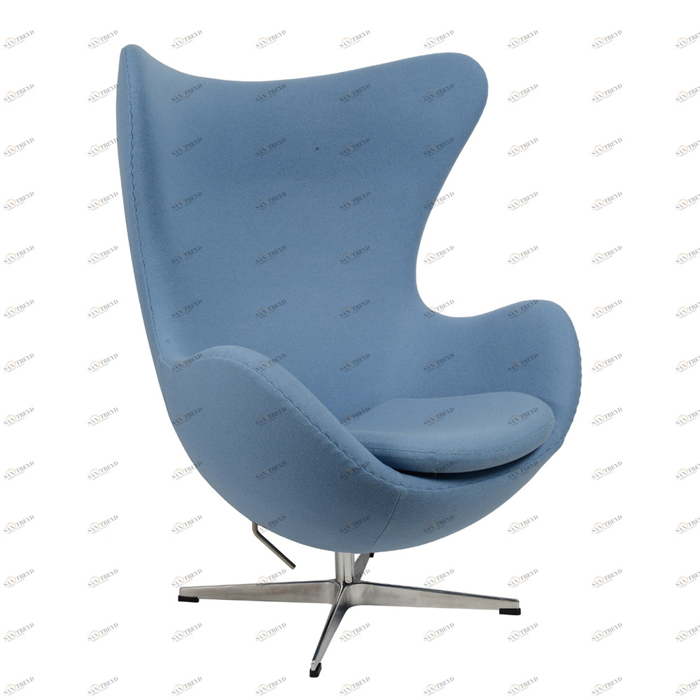 Кресло-яйцо с мягкими подлокотниками 104х80 см голубое Arne Jacobsen Style Egg Chair SOHO DESIGN ДИЗАЙНЕРСКИЕ 00-3886286 Голубой 