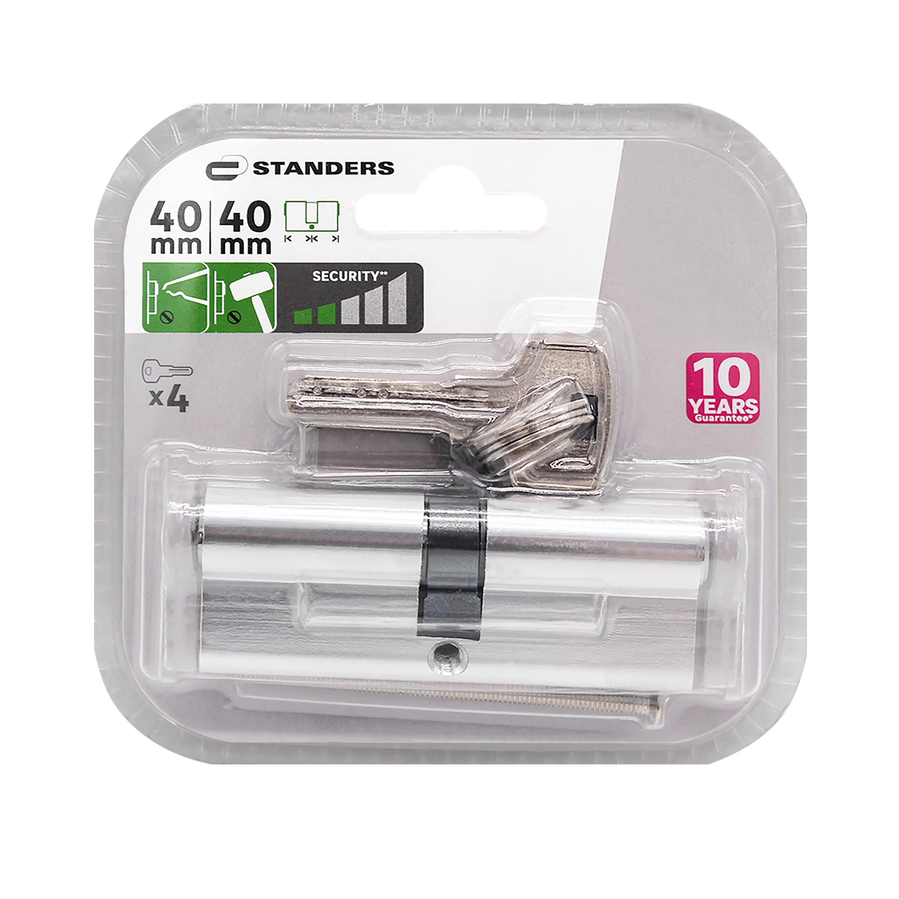 Цилиндр дверной STANDERS TTAL1-4040CR 40+40 мм с 4 ключами 82625326 STLM-0032197 - Вид №2