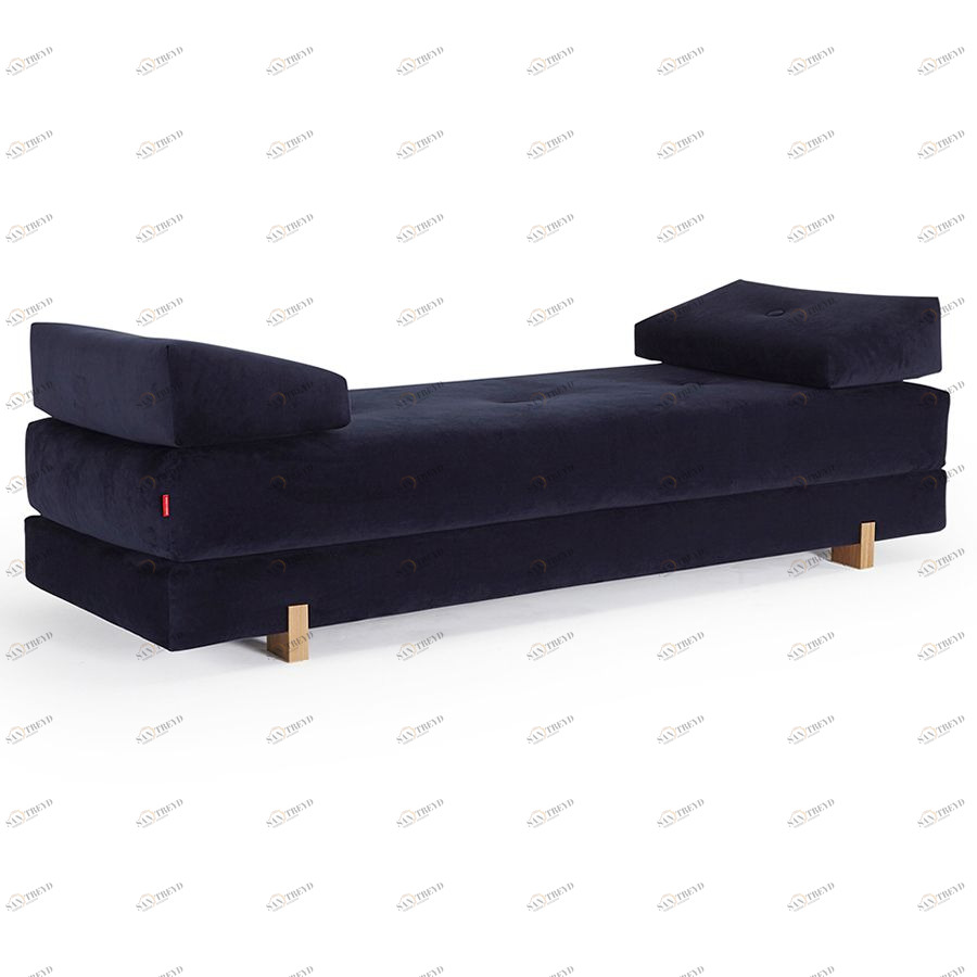 Диван Sigmund с двумя подушками и ножками Drip из лакированного дуба, темно-синий Innovation Living SIGMUND541