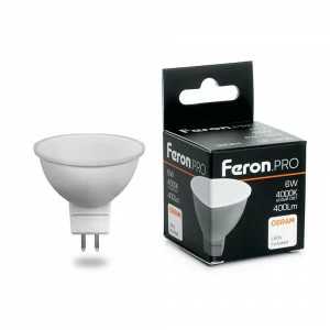 Лампа светодиодная Feron.PRO MR16 G5.3 6W 4000K OSRAM LED LB-1606 38084 FERON  00-3956760 Матовый