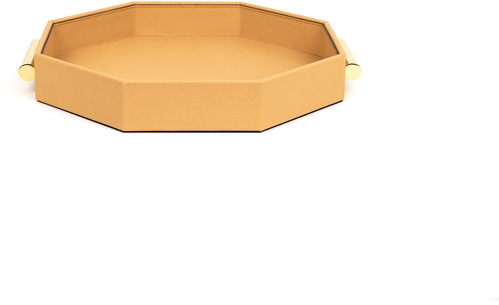 Восьмиугольный поднос Grace - 30X30 см/металл-отделка_золото/плетеная кожа_кофе