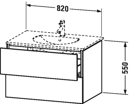 LC626208080 Тумбочка подвесная L-Cube #LC6262 820 x 534 мм Graphit Super Matt Duravit - Вид №1