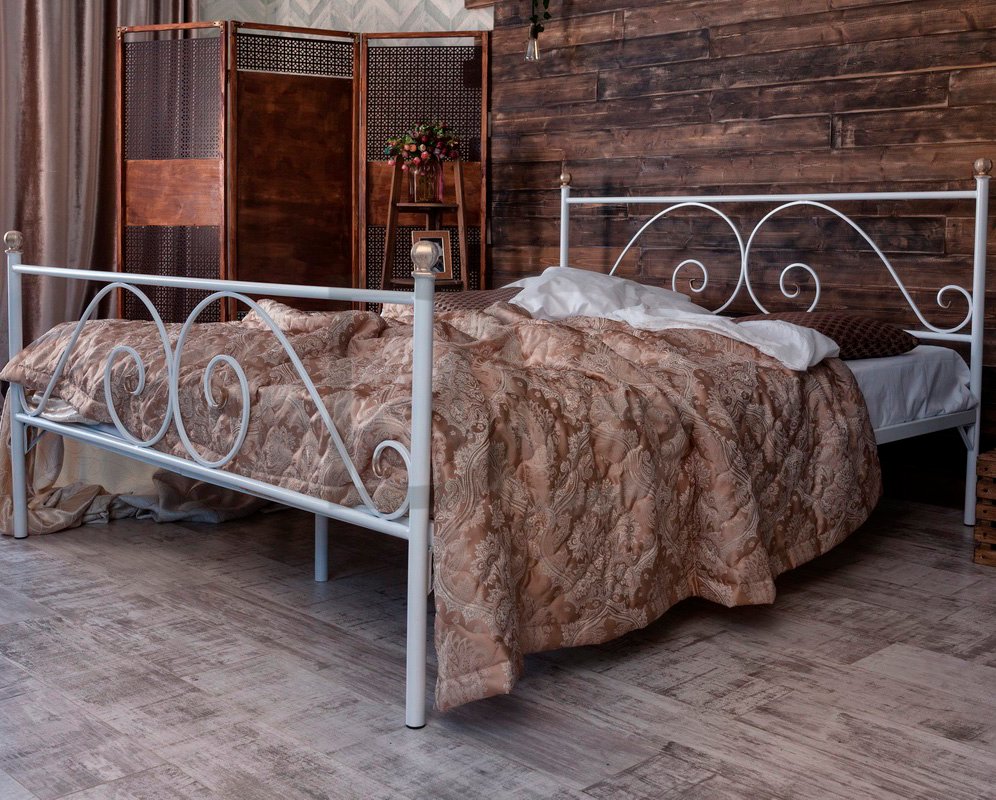 Кованая двуспальная кровать 180х200 с двумя спинками белая "Анталия" FRANCESCO ROSSI АНТАЛИЯ 134683 Белый - Вид №3