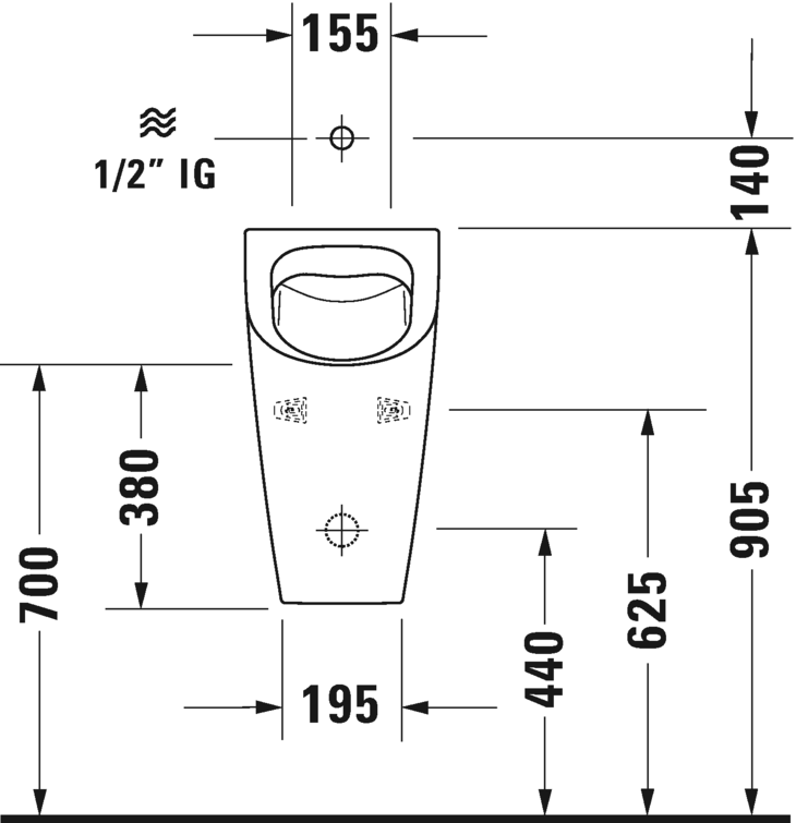 2815300007 Настенный писсуар, уринал с мушкой Duravit ME BY STARCK - Вид №4
